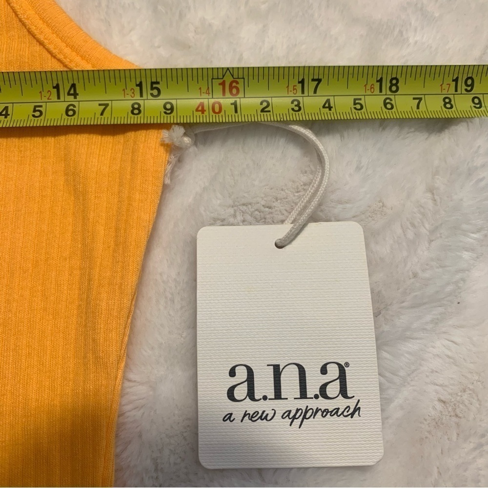 NWT a.n.a. Tank Top PS Petite Small Mango Orange Ribbed Straight Neck Cotton - Picture 11 of 12